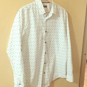 Large Alfani Black Striped White Button Down